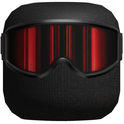 Black Balaclava with Red Reflective Ski Goggles