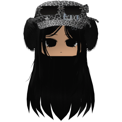 Y2K Black Straight Hair W/ Leopard fur Beanie