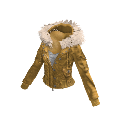 Jacket with Fluffy Collar (Mustard)