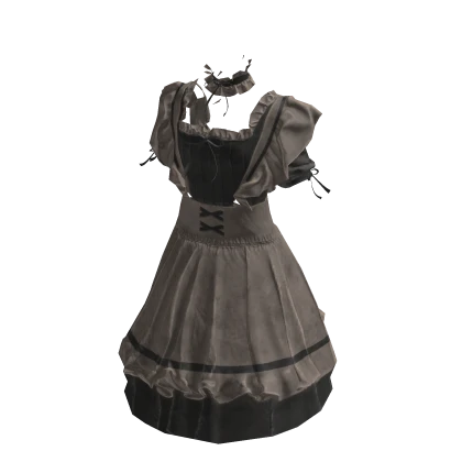 grey maid dress Dark Cute Vintage Outfit | Roblox Item SILVER FOIL 069