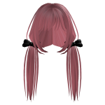 Pink Hair Pigtails with Bows Dark Y2K