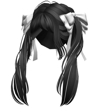 Twisted Pigtails w/ Cute Bows - Black Roblox item
