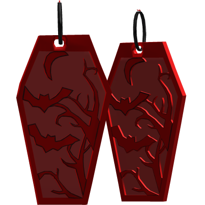 red haunt coffin earrings