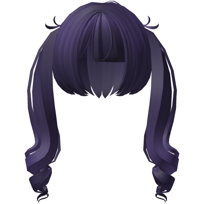 curly jirai kei pigtails in dark purple