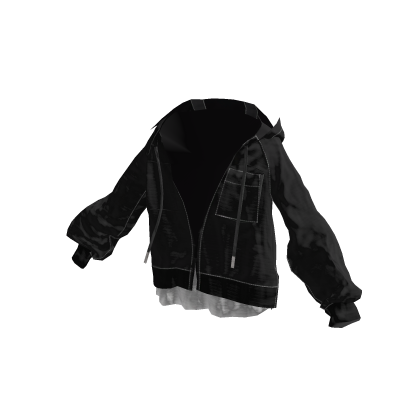 Black Y2K Oversized Zip Hoodie [PBR]