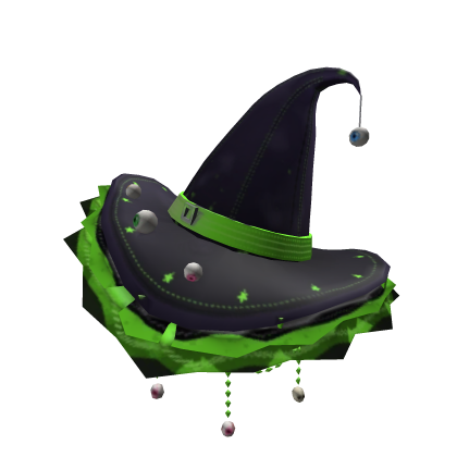 Toxic Slime Witch Hat Black Neon Green Eyeball