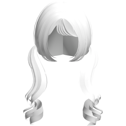 ♡ : cute long curly pigtails in white