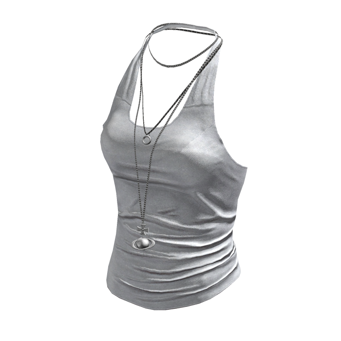 Halter + Layered Necklace (White)