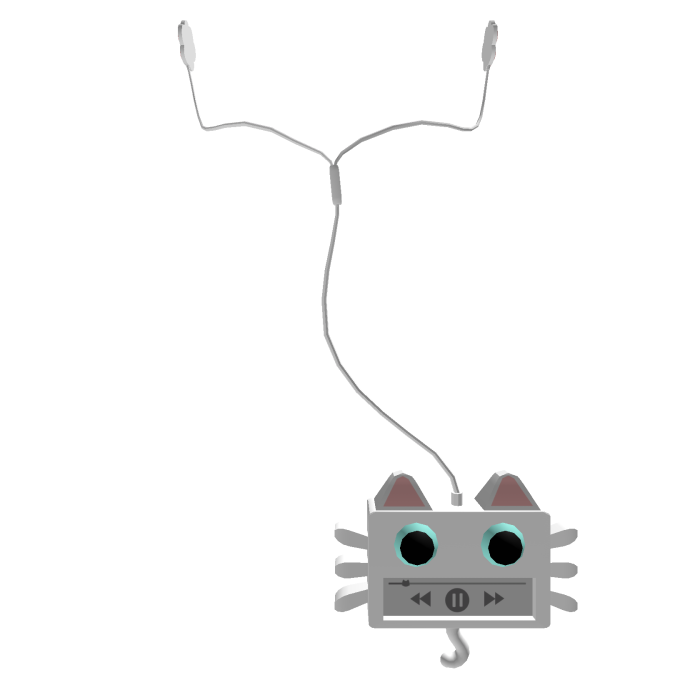 ☆ cute cat music player w/ paw earbuds (white)