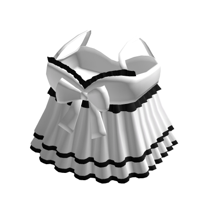cute ruffled girly dress in white & black ♡ thumbnail