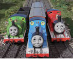 Blue train with his friends