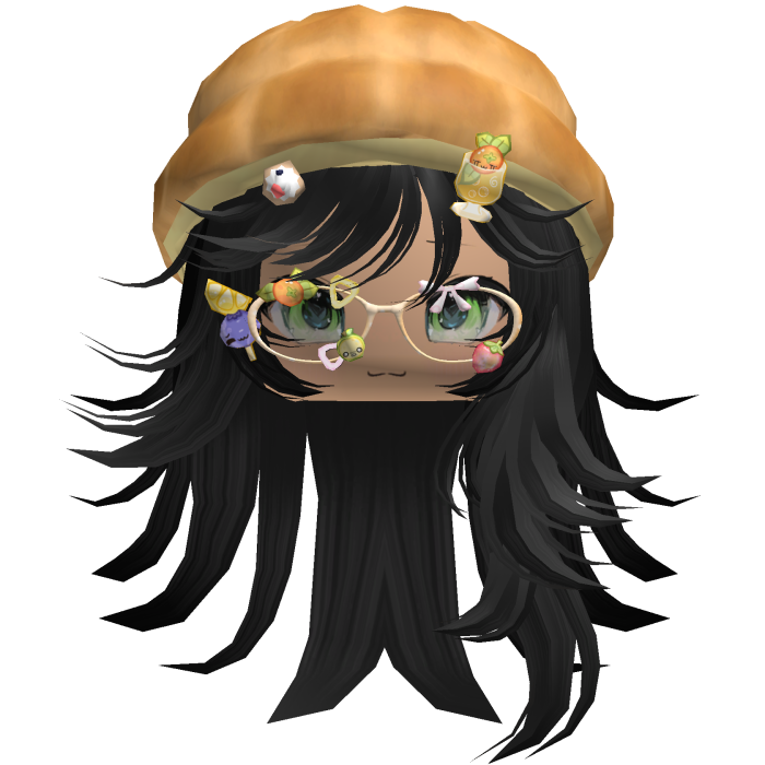 ♡ Igari Spiky Long Hair W/Bread Hat (Black)