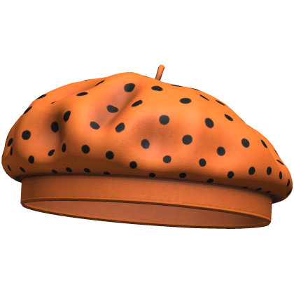 Cute Polka Dot Beret Halloween (Orange & Black) Roblox item
