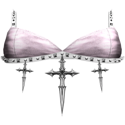 Gothic Emo Studded Cross Dagger Top Pink