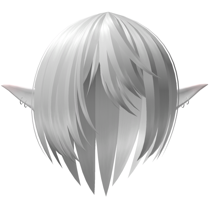 White Soft Emo Sleek Anime Messy Hair w/ Elf Ears