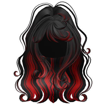 Fluffy Curly Ponytail Black & Red Roblox item
