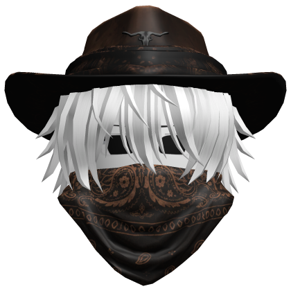 Brown Cowboy Hat with Mask + Neck Scarf