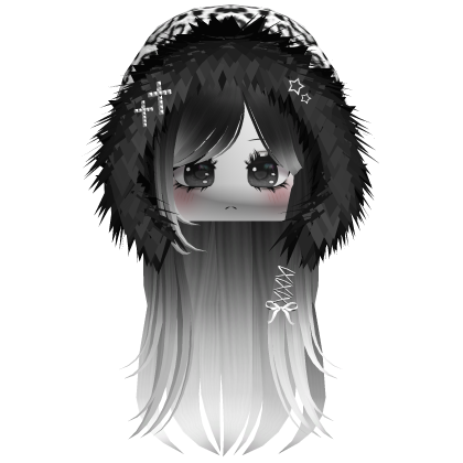 White Snow Leopard Hood Girl Black/White