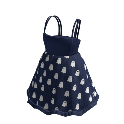 Strappy Dress with Ghost Print (Navy)