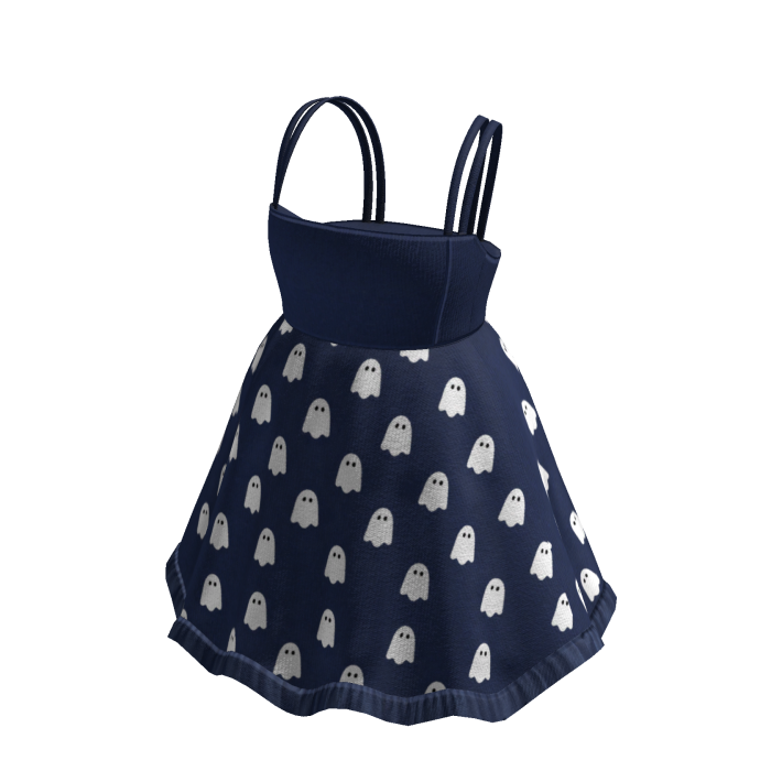 Strappy Dress with Ghost Print (Navy)
