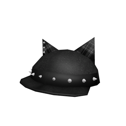 grey grunge studded cat beret  Roblox item