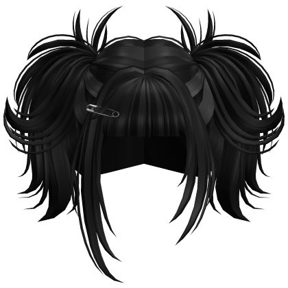 Swirly Y2k Messy Pigtails (Black) Roblox item