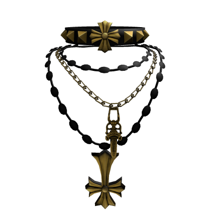 Gothic Cross Spike Emo Choker Gold