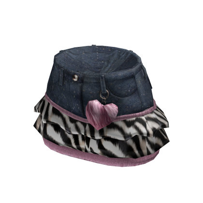 Gyaru Zebra Print Denim Mini Skirt Pink thumbnail
