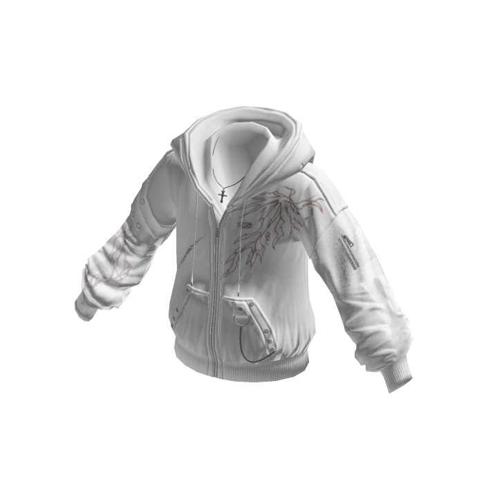 Sleeve Graphic Zip-Up Hoodie (White)