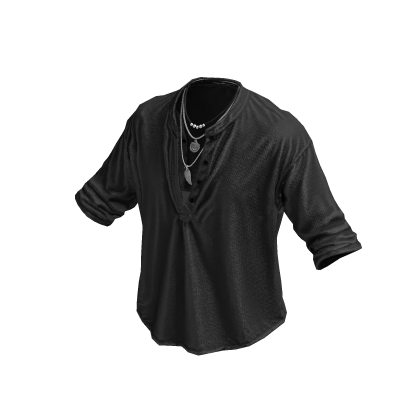 Dark Gray Henley Loose Button Up