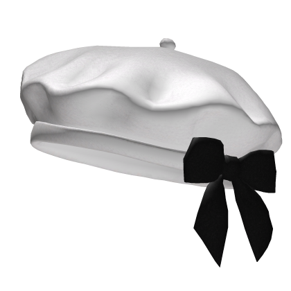 White Beret With Black Bow