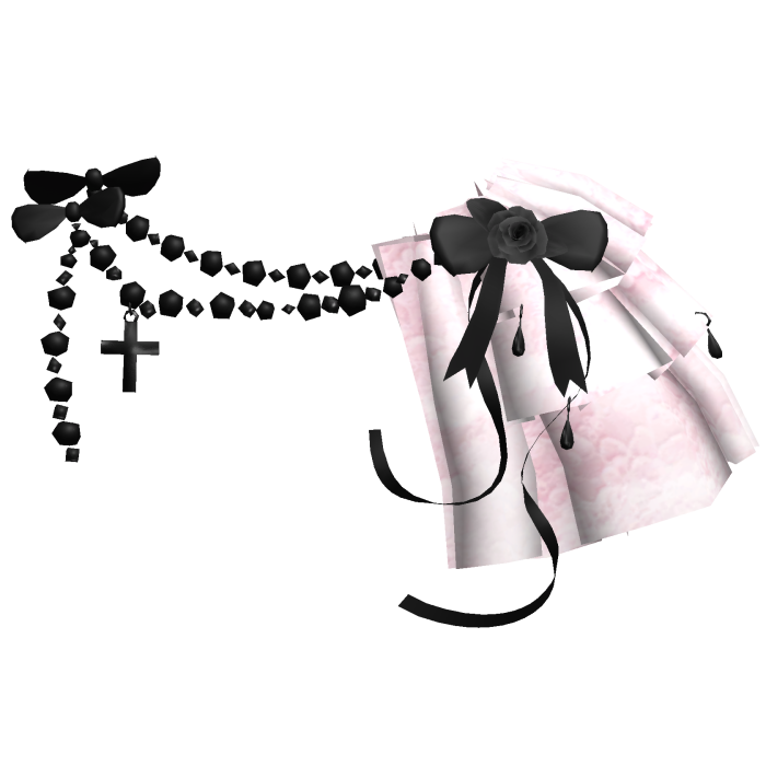 Victorian Black Lace Pearl Ribbon Shoulder 3.0 [L]