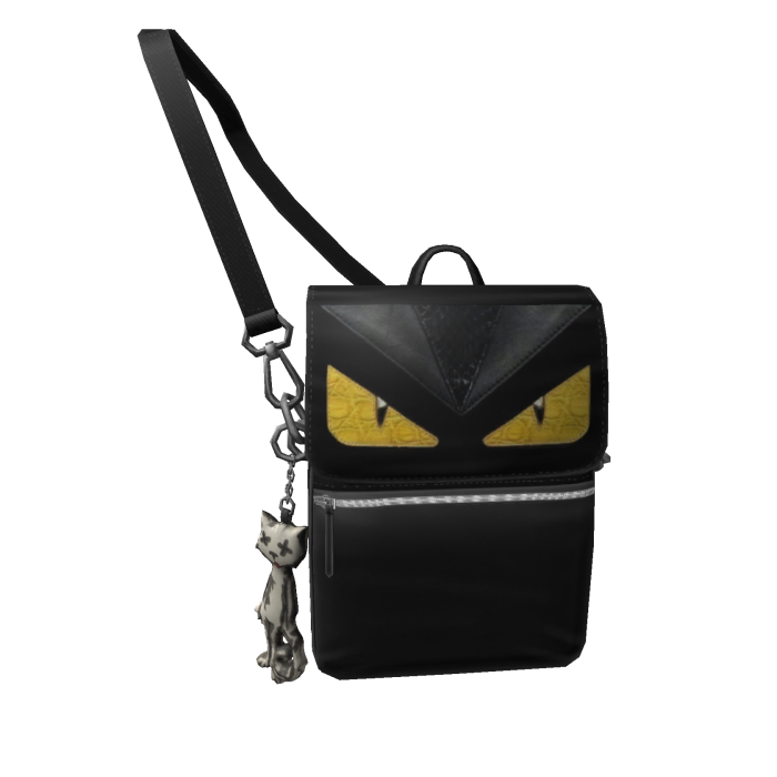 monster eye designer backpack cat keychain yellow 