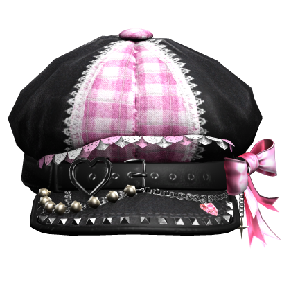 Fashionable Pink Plaid Beret Hat