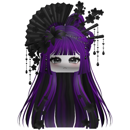 Mystical Hair w/ Sakura Headpiece (Black&Purple) Roblox item