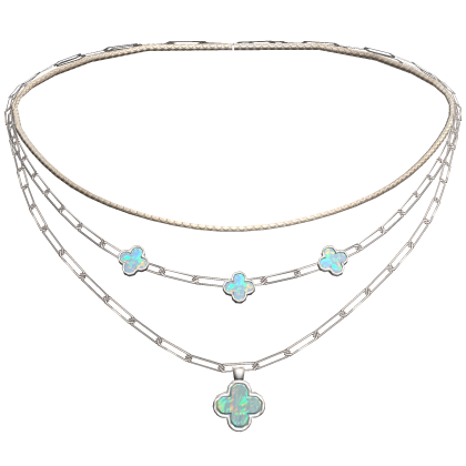 Layered Light Blue Clover Necklace 3.0 