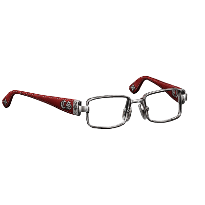 Y2k Red Leather Clear Cross Glasses