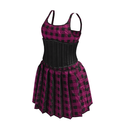 Grunge Flannel Corset Dress (Pink and Black)