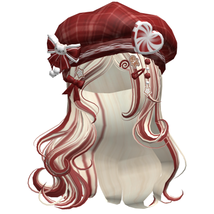 ♡ Christmas Swirls w/ Beret (Beige & Red)