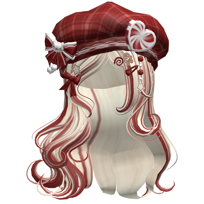 ♡ Christmas Swirls w/ Beret (Beige & Red)