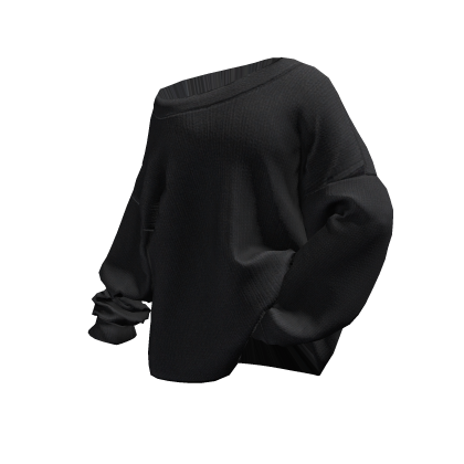 Posed Off Shoulder Oversized Sweater (Black)