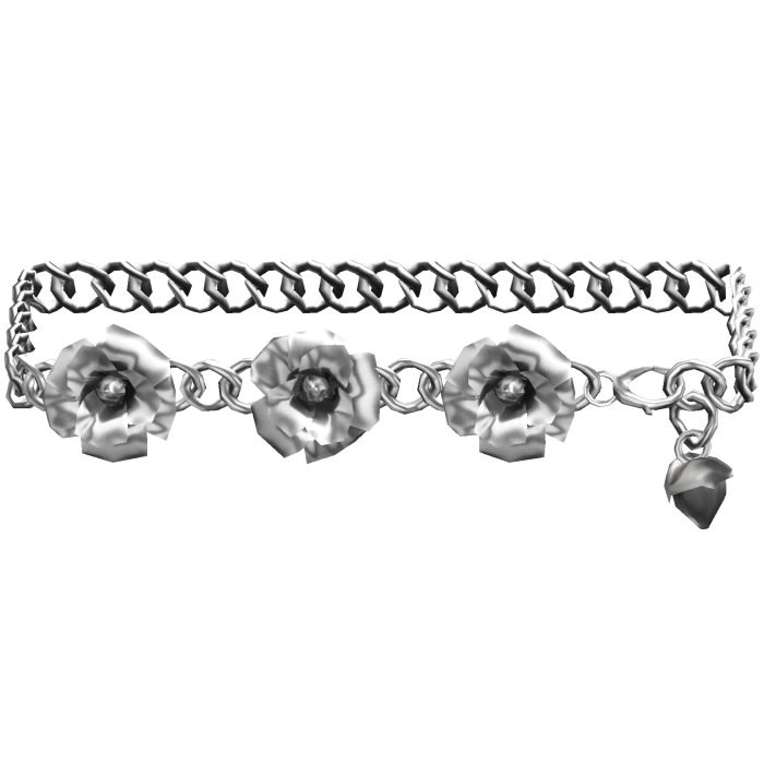 1.0 White Rose Flower Emo Goth Waist Chain Belt