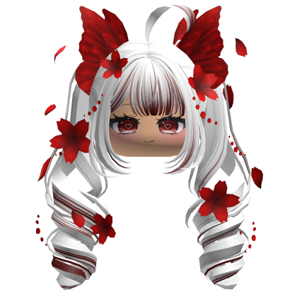 Mystical Sakura Petal Pigtails (White&Red)