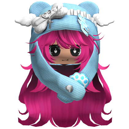 Girl Long Pink and black hair cute Cap Cute Cat 