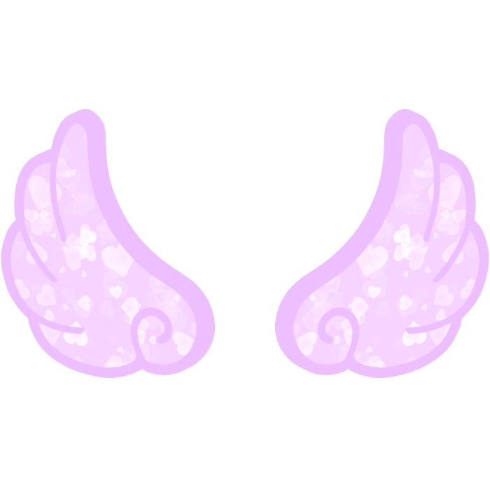 ♡ Cute Flared Glowing Angel Wings in Purple Hearts