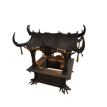 fantasy dark wooden market stall