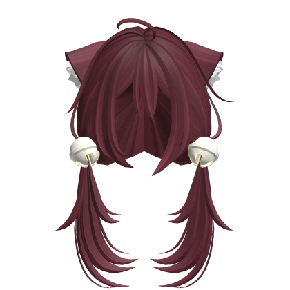 cute moe anime girl cat hair w bells red