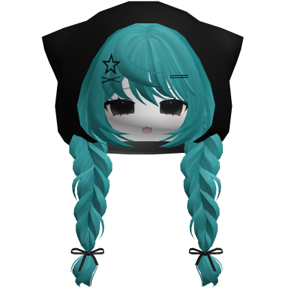 emo moe keri hair w anime girl face white teal