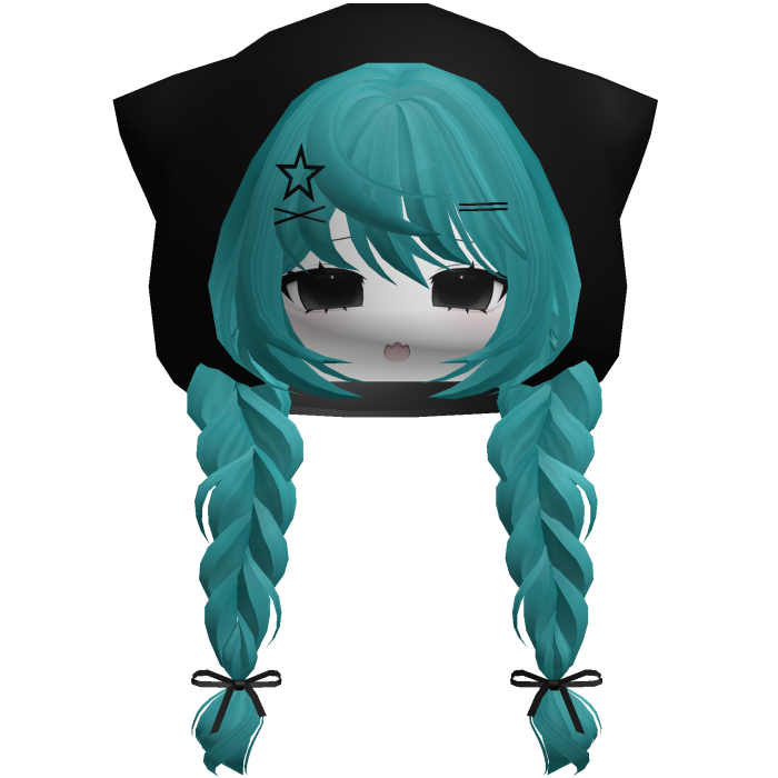 emo moe keri hair w anime girl face white teal