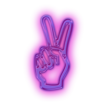 Neon Peace Sign - Transparent Background